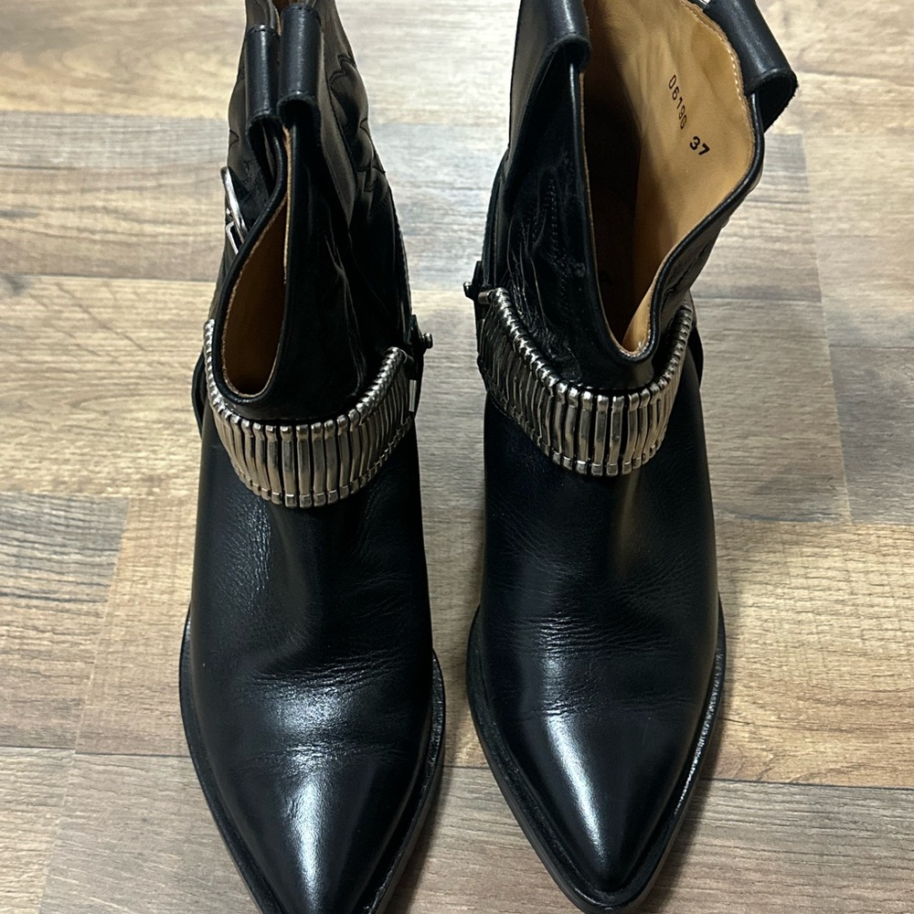 Toga Pulla Black Leather Ankle Boots with Silver Hardware size 37 good condition